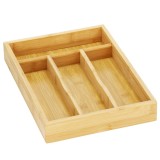 Organizator din bambus pentru tacamuri, 4 compartimente, 25 x 34 cm, Springos