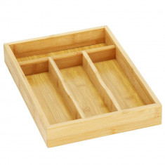 Organizator din bambus pentru tacamuri, 4 compartimente, 25 x 34 cm