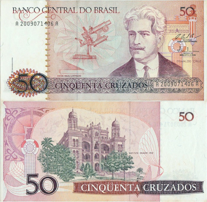 1987, 50 cruzados (P-210b) - Brazilia - stare UNC