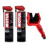 Cumpara ieftin Pachet Intretinere Lant Moto Motul: Degresant C1 400ml, Lubrifiant C4 Factory Line 400ml, Perie Curatare K2