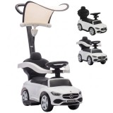 AIYAPLAY Mașinuță de &Icirc;mpins pentru Copii 3 &icirc;n 1 cu Licență Mercedes-Benz, M&acirc;ner, Copertină, Claxon, Muzică, Alb | Aosom Romania