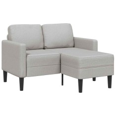 Canapea cu 2 locuri cu sezlong in forma L gri nor 125 cm textil foto