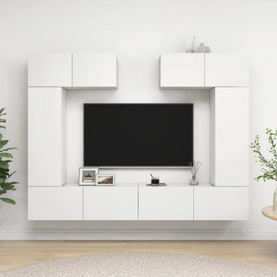 vidaXL Set dulapuri TV, 6 piese, alb, lemn prelucrat foto