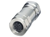 Conector M12 mufă, 5 pini, 48V, drept, IP65, terminal cu şurub