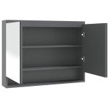 Cumpara ieftin Dulap de baie cu oglinda, gri, 80x15x60 cm, MDF
