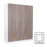 Dulap Miami 160x205cm Stejar York Alb Dormitor Mobila Spatios 11 Rafturi 2 Sertare