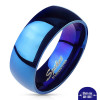 Inel din oțel - bandă albastră lucioasă - Marime inel: 72
