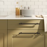 vidaXL M&acirc;nere de dulap, 5 buc., negru, 224 mm, oțel inoxidabil