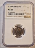 Grecia, Greece, 50 Lepta 1954, KM#80, Gradata, NGC, MS62, Europa