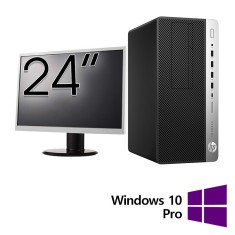 Pachet Calculator Refurbished HP ProDesk 600 G4 Tower, Intel Core i3-8100 3.60GHz, 8GB DDR4, 256GB SSD + Monitor 24 Inch + Windows 10 Pro NewTechnolog foto