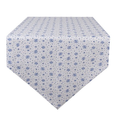 Traversa masa bumbac alb albastru 50x160 cm foto