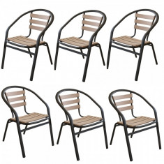 Set 6 scaune cu brate POLYWOOD NATURAL 77x40x37cm B003050-95312 Raki foto