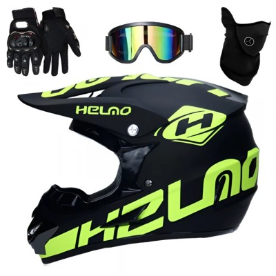 Set Cască Cross cu Mănuși, Ochelari, Cagulă pentru Motociclete, Enduro foto