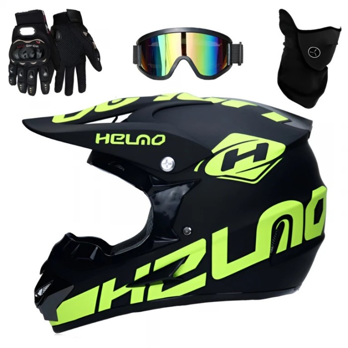Set Cască Cross cu Mănuși, Ochelari, Cagulă pentru Motociclete, Enduro