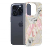 Husa iPhone 15 Pro silicon Marble Roz