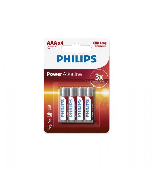 Pachet de 4 - AAA R3 Philips Power Alcaline-Conținutul pachetului 1x Blister