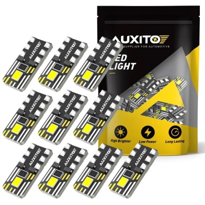 Set 10 buc LED Auxito&amp;reg; W5W T10 LED Canbus Bec pentru iluminat interior masini, portbagaj, numar de inmatriculare NOU foto