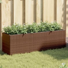 vidaXL Jardiniere gradina 3 ghivece 2 buc. maro 105x30x32 cm poliratan foto