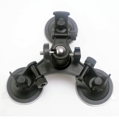 Suport 3 ventuze cu cap tip bila si montura compatibila GoPro, SJCAM, Xiaomi GP311 foto