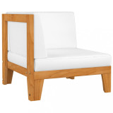 Canapea coltar modulara cu perne alb crem, lemn masiv de acacia GartenMobel Dekor, vidaXL