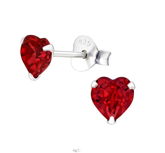 Cercei argint, in forma de inima cu cristale Swarovski Light Siam, A4S24394
