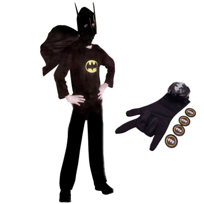 Costum Batman Clasic cu manusa lansator pentru baieti 3-5 ani 100-110 cm foto