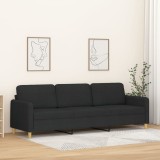 Canapea cu 3 locuri, negru, 210 cm, material textil