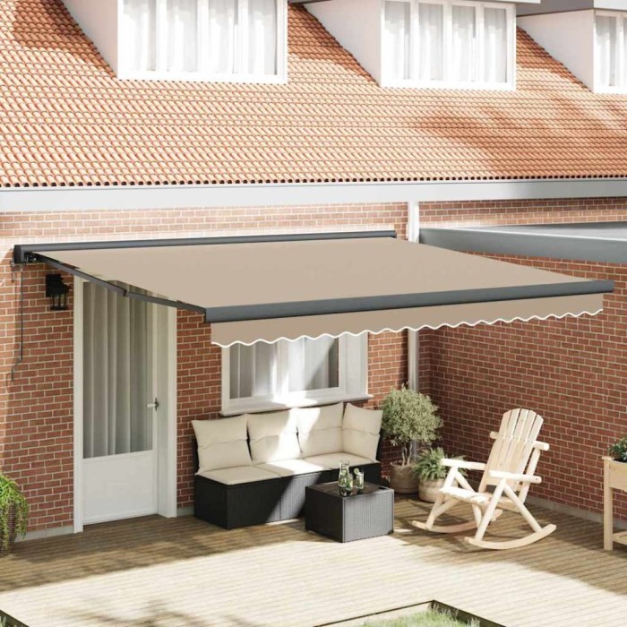 vidaXL Cortina Retractabilă Bej 400 &times; 300 cm Material textil, Metal 3330620
