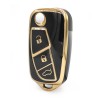 Husa Cheie Briceag Fiat Linea, 3 Butoane, Model vechi, Tpu, Negru cu contur auriu AutoProtect KeyCars, Oem