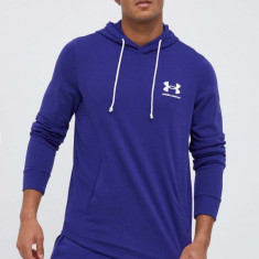 Under Armour bluza barbati, culoarea violet, cu glugă, cu imprimeu