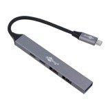Hub USB Goobay 5 porturi USB A și USB C, Power Delivery, gri