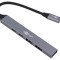 Hub USB Goobay 5 porturi USB A și USB C, Power Delivery, gri