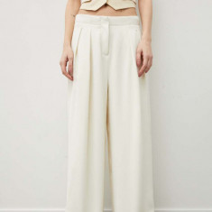 Lovechild pantaloni femei, culoarea bej, lat, high waist 24-2-548-2009