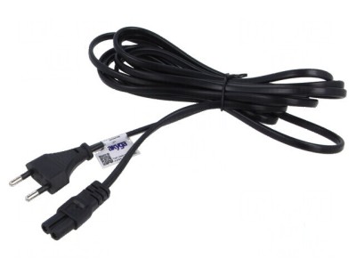 Cablu 2x0,5mm2 CEE 7/16 mufă IEC C7 mamă PVC 3m negru foto