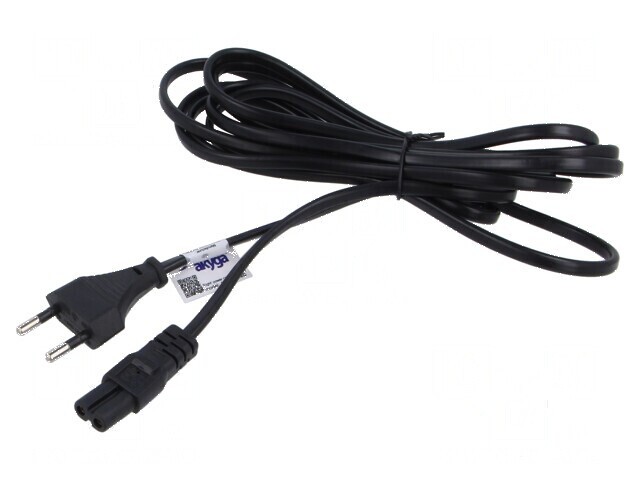 Cablu 2x0,5mm2 CEE 7/16 mufă IEC C7 mamă PVC 3m negru