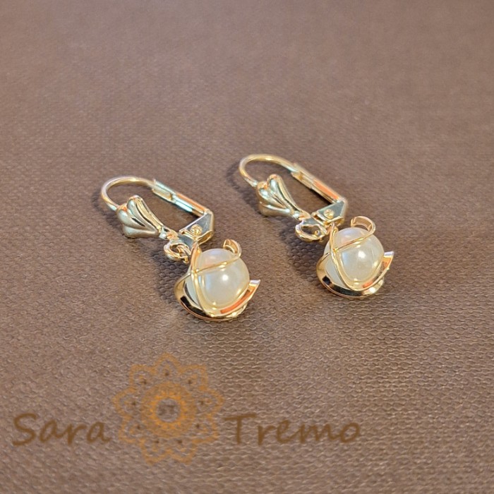 Cercei Placati cu Perla Ecologica - Bestseller SaraTremo - 2.5 cm