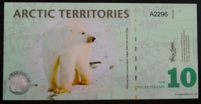 Bancnota - Fantezie 10 DOLARI POLARI - TERITORIILE ARCTICE, ND * Cod 738 = UNC foto