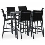 VidaXL Set mobilier de bar pentru grădină, 7 piese, negru