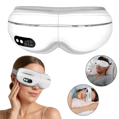 Aparat de Masaj Electric pentru Ochi, CUANTIS, Caldura cu Grafen, Presiune Oscilanta, Vibratii si Shiatsu, Masca Reincarcabila Wireless cu Muzica, Com foto