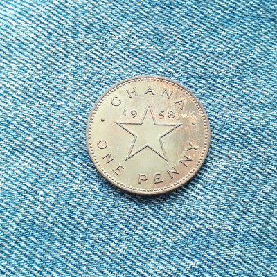 1 Penny 1958 Ghana foto