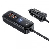 Incarcator Auto Toocki 2A+2C, 120W, 3A, 2 x USB-A - 2 x USB-C, Negru TCC2C2AXJ01, Universal