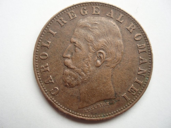 ROMANIA - 5 BANI 1884 , CAROL I , DETALII FRUMOASE , L17.5