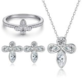Cumpara ieftin Set Bijuterii din Argint 925 , zRoyal Lily, , Colier E i Cercei inel cu Zirconiu taietura Marquise E i Pear