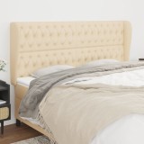 VidaXL Tăblie de pat cu aripioare, crem, 183x23x118/128 cm, textil