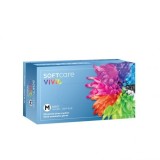 Mănuși de examinare din nitril Soft Care Vivid REF110.271M - Albastru deschis, mărime M, mediu