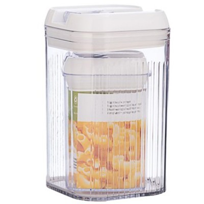 Cutii de Depozitare Alimente, Cyrax, Set din 2 Cutii de tip Container, Recipiente pentru Cereale in Bucatarie, 0.8 L-10x15.5 cm, 2 L-12.5x12.5x21.5 cm foto