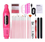 Cumpara ieftin Kit Unghii False Intretinere cu Freza Electrica si Set 15 Pensule