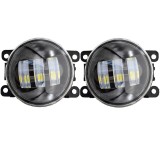 Set 2 proiectoare ceata LED Dacia, Renault, Nissan cu lumina alba, diamentru 3&amp;quot; / 90mm, 30W, 12/24V, carcasa aluminiu, mufa H11, H8 - FG-AW