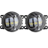 Set 2 proiectoare ceata LED Dacia, Renault, Nissan lumina alb+galben, diamentru 3&amp;quot; / 90mm, 30W, 12/24V, carcasa plastic, mufa H11, H8 - FG-PWY