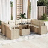vidaXL Set canapele de grădină cu perne, 10 piese, bej, poliratan 3326859